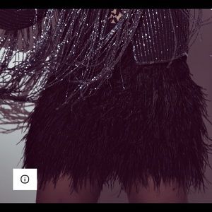 AQUA Black Ostrich feather mini skirt